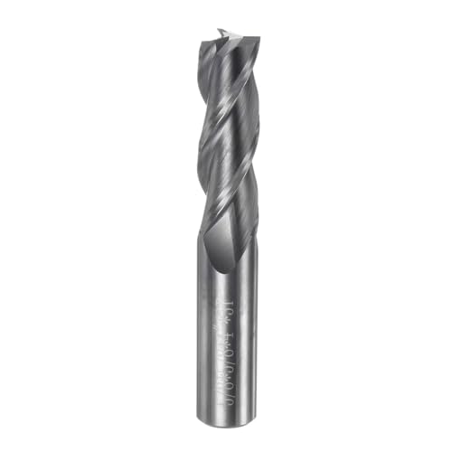 Image of uxcell Carbide Square End Mill, 5 /8 inch Diameter Uncoated 3 Flutes Milling Bit Cutter, for Aluminum Copper Non-Ferrous Metal, 5 /8 inch Shank 2-3 /8 inch Cut Length 4 inch Long