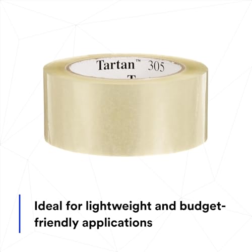 Image of 3M Tartan Box Sealing Tape 305, Clear, 1.88 in x 109.36 yds (48 mm x 100 m)