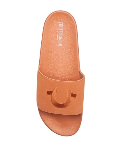 Image of True Religion Men's Logo Slide Sandals - Cushioned Comfort with Bold Horseshoe Strap