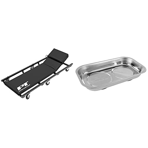 Performance Tool W85005 40-Inch 6 Caster Creeper With Adjustable Cushioned Headrest, Black & W1265 Large Magnetic Nut And Bolt Tray #TOP8