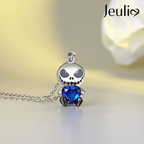 Image of Jeulia Hug Me Love Confession Skull Heart Cut Sterling Silver Necklace for Women Wife Girlfriend Engagement Wedding Anniversary or Birthday Christmas With Jewelry Box