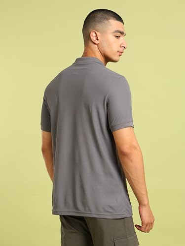 Image of TECHNOSPORT Men's Solid Slim Fit Polo Collar T-Shirt MATPIQ Half Sleeve Button Polyester for Gym Running Workout UPF50+ Anti Odour