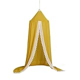 CNYUON Zimmer-Chiffon-Himmelbett-Vorhang for Jungen und Mädchen, einfache Dekoration, Kinderzimmer-Dekoration(Yellow Canopy)