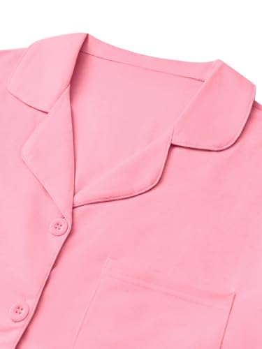 LYANER Women's Button Down V Neck Short Sleeve Ruffle Trim Top with Shorts Sleepwear Pajamas Set3