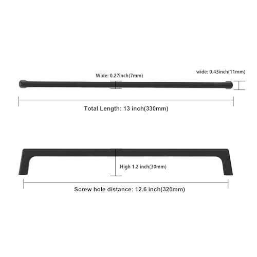 Image of Asidrama 6 Pack 12.6 Inch(320mm) Matte Black Cabinet Pulls Cabinet Handles Cupboard Handles Kitchen Cabinet Hardware for Cupboard Drawer Pulls