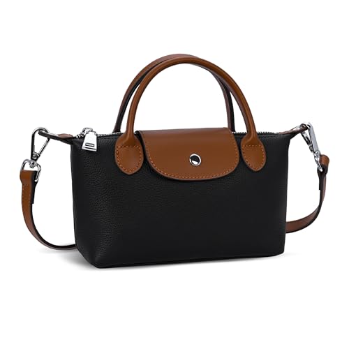 Image of HESHE Small Leather Crossbody Bags for Women Mini Tote Shoulder Handbags