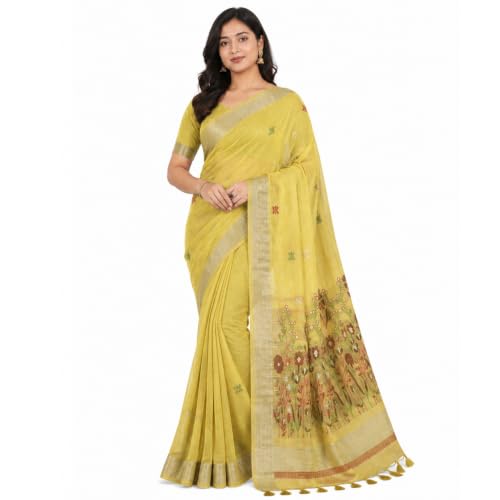 Image of Premium Cotton Jamdani Saree with Woven Floral Pallu & Matching Blouse Piece | Soft Lightweight Ethnic Wear for Women