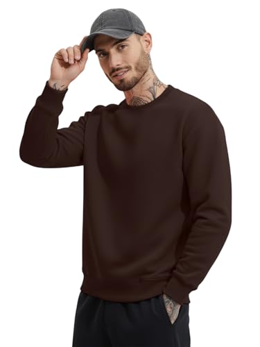 Image of LEOTUDE Regular Fit Stylish Loopknit Sweatshirt for Men's W11 All JAN25 P Brown L