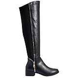 sole london LADIES WOMENS FASHION OVER THE KNEE HIGH STRETCH CALF LEG ZIP FLAT HEEL BOOTS