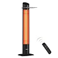 EAST OAK Outdoor Heater for Patio, 1500W, Portable Electric Outdoor Heater, 24 Hours Timing IP55 Waterproof Indoor Infrared Heater with Tip-over & Overheating Protection and 2 Heat Levels, Black