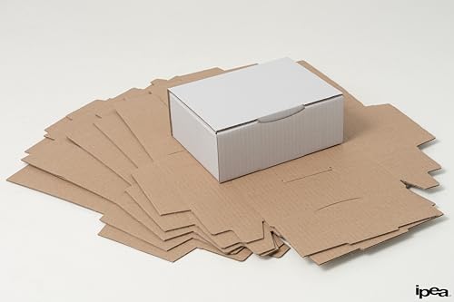 IPEA Faltkartons Weiß 20 x 14 x 7,5 cm für Versand, E-Commerce, Geschenke - [ 10 Stück ] - Made in Italy - Quadratische Mehrzweckboxen zum Verpacken von Gegenständen, Veranstaltungen - Kartonboxen