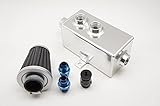 Matériel: Alliage, poli Autobahn88 Alloy Racing Oil Catch Can Breather Tank with Filter, Baffle Design, 1 Liter, AN10 (Argent)