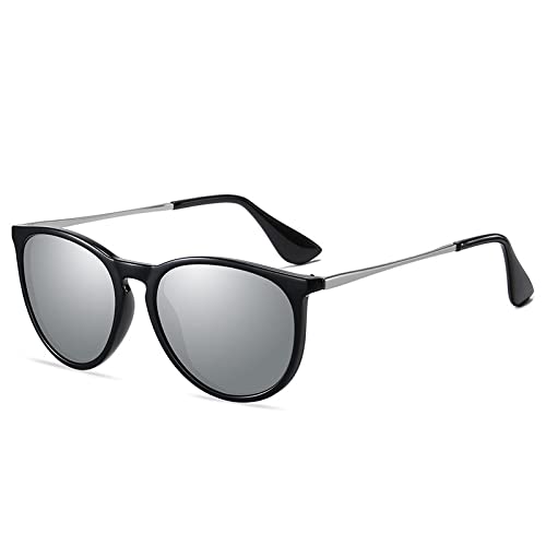 Lunettes de soleil polarisées femmes pour conduite et plage monture ronde argent