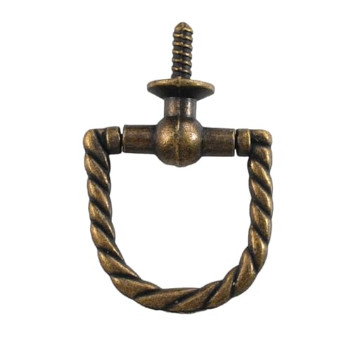KLYTINK Antique Brass Ring Pull Handle, Twisted Rope Design, Vintage Style, Drawer Cabinet Hardware