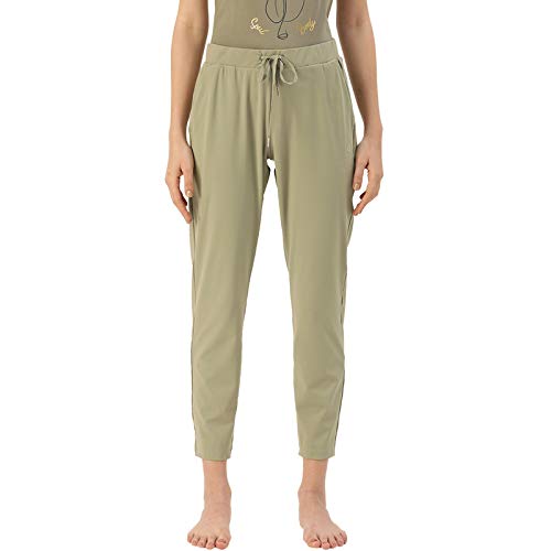 Image of Enamor Mid Rise 7 /8th Length Drawstring Closure Travel Pants for Women - Relaxed Fit, Quick Dry, Antimicrobial - E068