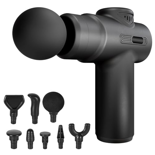 Pistola de Masaje Muscular con 8 Cabezales y 99 Velocidades, Masajeadora Muscular con Pantalla LCD, Eléctrica Masajeador para Hombros, Cuerpo y espalda