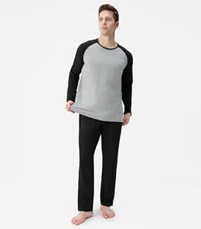 DAVID ARCHY Mens Pajamas Set - Soft Pj Sets for Men Long Sleeve Pajamas Men Cotton Mens Pjs Sets Loungewear with Pockets