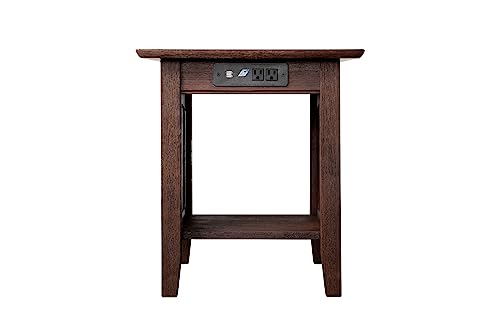 Nantucket End Table With Charging Station In Burnt Amber #TOP3