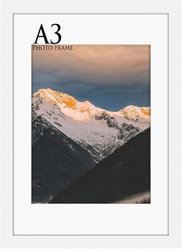 A3 Picture Frame for Wall Hanging, Wall Mounting Horizontally or Vertically-29.7x42cm, Solid Wood Frame with Plexiglass, Wall Gallery Poster Photo Frame for Family Display Picture(White-1 Pack)