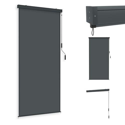 YRHome Store vertical 120 x 250 cm - Protection solaire - Store de balcon - Store vertical - Brise-vue - Store en aluminium avec manivelle et kit de montage pour balcon et terrasse - Anthracite
