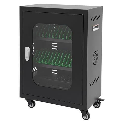 30 Devices Mobile Charging Cart Cabinet, School Charging Cart Station with Lock, Up to 30 Units, Computer Charging Station for School, Busines (Black)