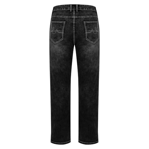 Jeans for Men Stretch Denim Pants Classic Vintage Washed Distressed Durability Lounge Trousers with Pockets Trendy2