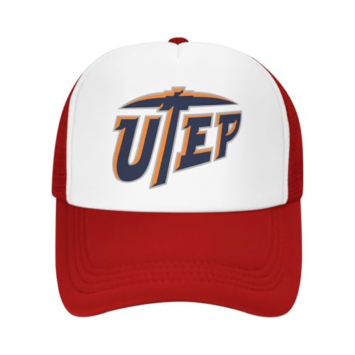 UTEP Miners Trucker Hat Adjustable Baseball Cap for Unisex Snaps Hats Red