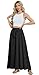 Askyes Women's Black Maxi Skirts Elastic High Waisted Tie Knot Casual Flowy Beach Boho Long Skirts with Pockets,XL