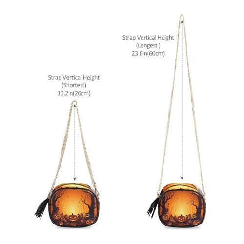 Crossbody Shoulder Bag Tassel Purse Halloween Pumpkins Road PU leather Small Handbag Fashion Evening Clutch with Chain4