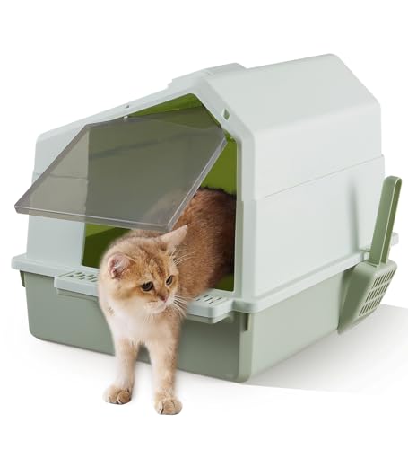 The Fellie Cat Litter Tray, Cat Litter Box with Lid, Splash-Proof and with Litter Scoop Litter Tray, Easy to Clean Large Cat Litter Box, Kitten Litter Tray for Cats/Small Pets