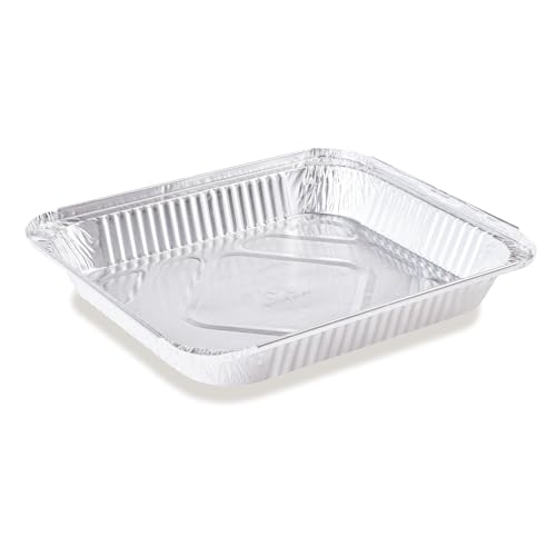 Recipiente de aluminio de 2400 ml, 25 unidades, apto para horno y congelable, ideal para comidas en porciones, comidas preparadas, alimentos calientes o fríos, perfecto tanto para restaurantes como