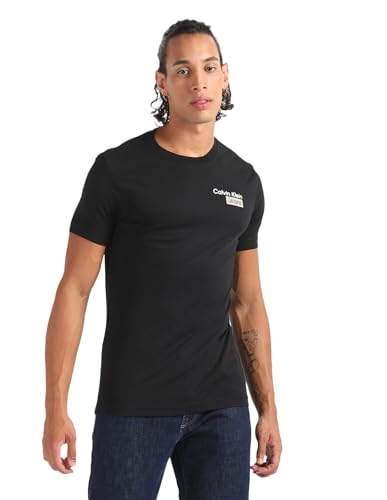 Calvin Klein Jeans Stacked Box tee J30J324647 Camisetas de Manga Corta, Negro (CK Black), S para Hombre