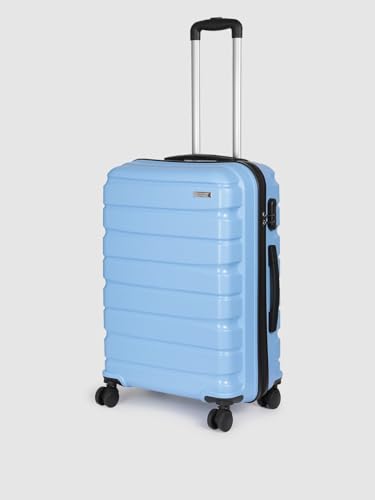 Image of Teakwood Unisex Trolley Bag for Travel, Hard Cabin Trolley Large Travel Suitcase Bag, Lock System 360 Degree 8 Rotating Wheels (55, 65 CM, Powder Blue)