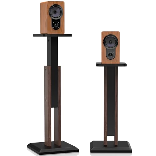Lautsprecherständer 65-85cm höhenverstellbar, Boxenständer Holz für Satelliten Regallautsprecher von 4 bis 10 Zoll, 20kg Tragkraf, 2er-Set