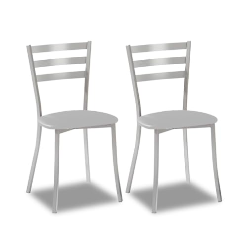 Astimesa - Silla De Comedor O Cocina De Metal Negra - Asiento Polipiel En Color Negro - 2 Unidades - 38 Cm (Ancho) X 45 Cm (Alto Asiento) X 85 Cm (Alto