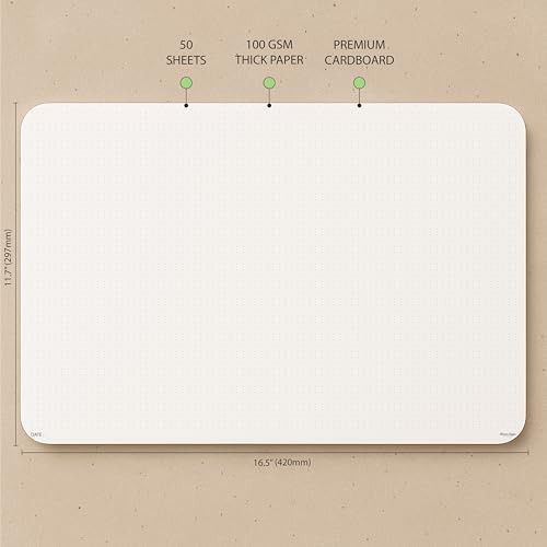 Image of CLEVER SIGNS A3 Dot Grid Notepad (11,70 inch x 16,55 inch) - XLarge Dotted Memo Desk Pads-Premium Paper with Cardboard Back Support - Ideal for Note-taking, Planning, Sketching, and Journaling