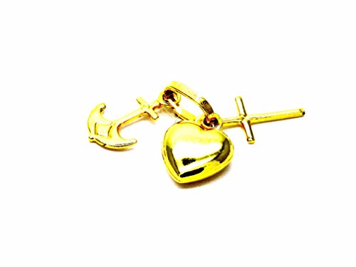 Oro 18K (750) PEGASO GIOIELLI - Ciondolo Oro Giallo 18kt (750) Pendente Fede Speranza e Carità Charms Donna Bambini