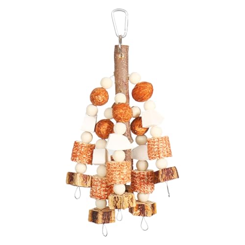 インコ用おもちゃ 天然木製かじり プレイジム - 噛むためのインコ用おもちゃ ケージ用 木製ナッツと紐のアクセサリー | ナッツストリング オウム コンゴウインコ セキセイインコ 恋鳥 フィンチ用