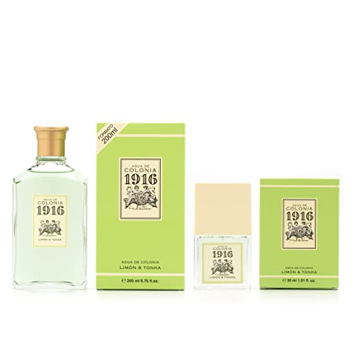 1916 - Limón & Tonka Promoción 200ml + 30ml, Agua de Colonia Hombre y Mujer, Pack 2 Productos, Perfume Unisex, Eau de Toilette, Fragancia Fresca, Cítrica y Delicada