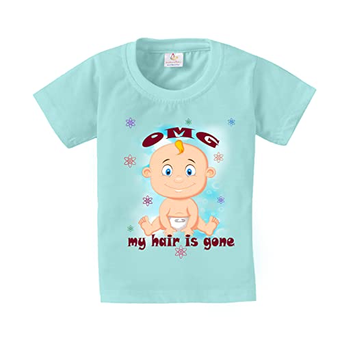 Image of baby wish My First Mundan Ceremony T-Shirt for Kids Clothes Unisex Occasion mundan Kids Topwear Outfit Half Sleeve Dress for Boy n Girl OMG My Hair is Gone
