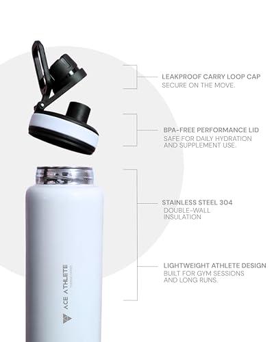 Image of Premium Thermo Series Steel Shaker Bottle 1L | Stainless Steel | BPA Free Material | 100% Leak Proof | Dishwasher Safe | with Mixing Ball | White (850 ml)