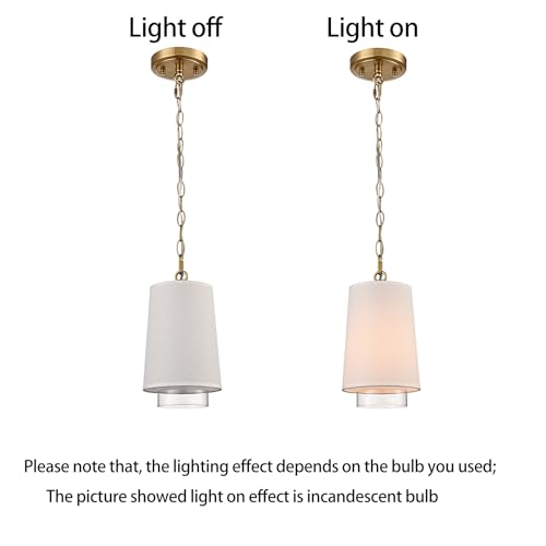HOLKIRT Gold Mini Pendant Light, Dimmable Corn Linen Cylinder Glass by HOLKIRT - Used condition - Image 5
