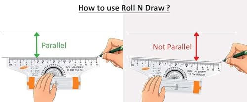 Image of JEFFY Roll-n-draw Ruler Scale 30 cm, Multi-use tool ideal for drawing vertical lines, horizontal lines, parallel lines, angles and circle