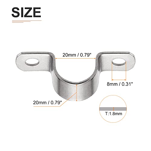 DTGN 20mm(W) Two Hole Strap, 4Pack, Good for Industrial 20mm Dia Pipe Fixing, 304 Stainless Steel Rigid Pipe Strap Clamp - Image 2