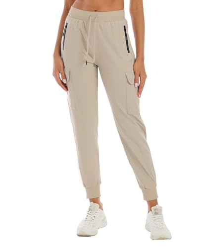Rrosseyz Womens Cargo Pants with Pockets-Lightweight Quick Dry Water Resistant Hiking Pants for Travel Casual Athletic and Outdoor(Apricot Yellow,XL)