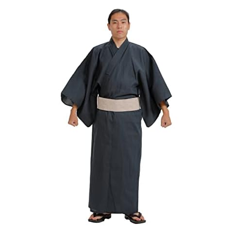 Edoten Men's Kimono Japan Shijira Weaving Yukata 705 NV M Cover