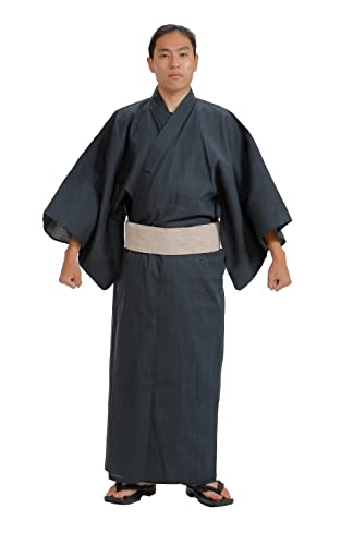 Edoten Men's Kimono Japan Shijira Weaving Yukata 705 NV L