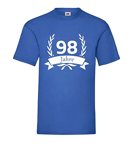 T-shirt 98 ans homme bleu roi couronne de laurier XXXL pour les réunions de famille d'été