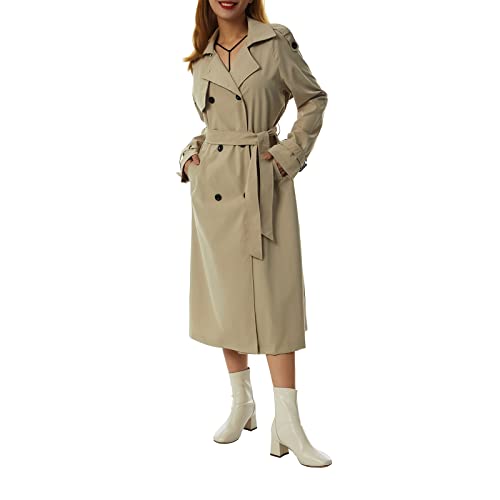 Bellezasourire Damen Trenchcoat Zweireiher Langer Mantel Damen Oversized...