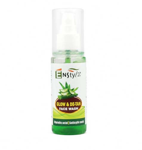 Image of Glow & De-Tan Face Wash with Glycolic Acid & Salicylic Acid, Removes Dark Spots, Evens Skin Tone, Clears Acne, Aloevera Acid